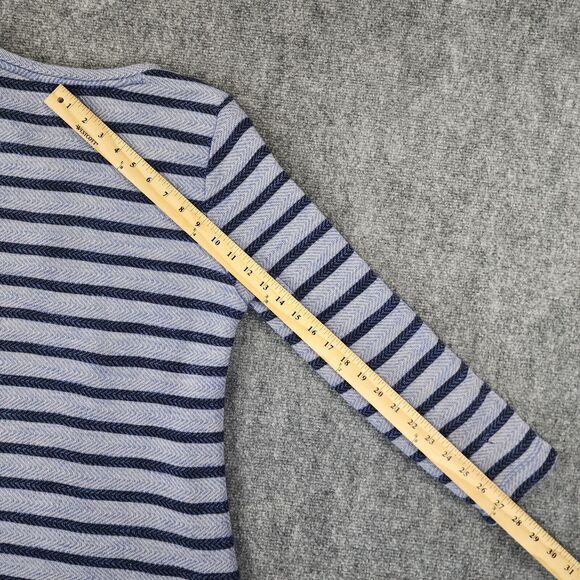 Soft Surroundings Sweater Womens Petite Large Blue Stripe Floral Embroidered Top - Picture 7 of 16